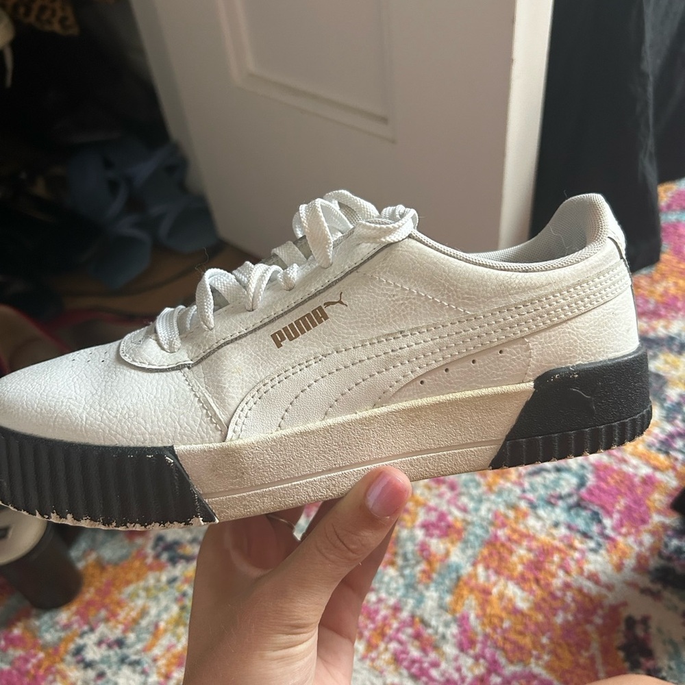 White and Black Puma Sneakers